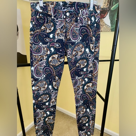 💫HP‼️💫 7 FOR ALL MANKIND Ankle Skinny Jeans in Allover Paisley Print, Size 29 - Picture 3 of 9